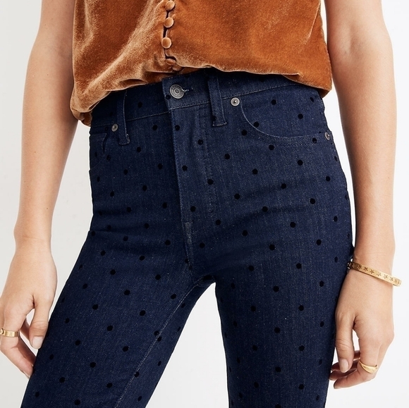 Madewell 9" Mid-Rise Skinny Jeans: Flocked Dots Edition - Picture 1 of 15